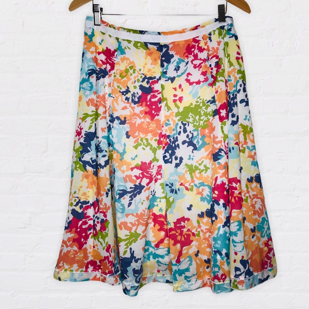 Christopher & Banks 100% Cotton multicolored floral skirt Size 10 Lightweight